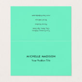 Trendy minimalistisch groen blauw visitekaartje (Buitenkant ongevouwen)