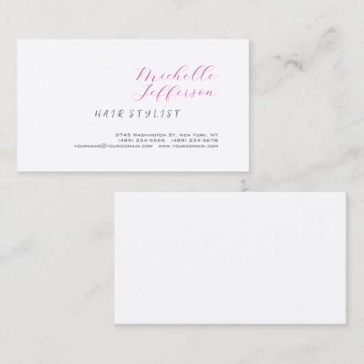 Trendy minimalistisch handschrift visitekaartje (Voorkant / Achterkant)