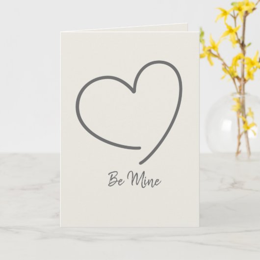 Trendy Minimalistisch Hart Modern Valentijnsdag Kaart (Gele Bloem)