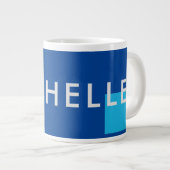 Trendy minimalistisch modern blauw grote koffiekop (Voorkant rechts)