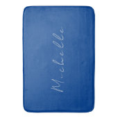 Trendy minimalistisch modern handgeschreven blauw badmat (Voorkant Verticaal)