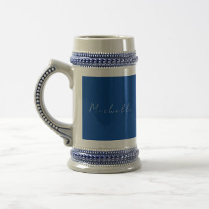 Trendy minimalistisch modern handgeschreven blauw bierpul