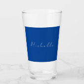 Trendy minimalistisch modern handgeschreven blauw glas (Voorkant)