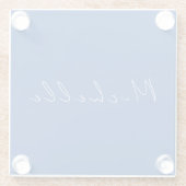 Trendy minimalistisch modern handgeschreven blauw glazen onderzetter (Achterkant)