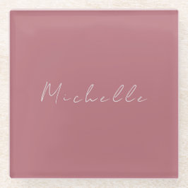 Trendy minimalistisch modern handgeschreven Roos g Glazen Onderzetter