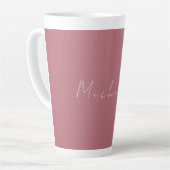 Trendy minimalistisch modern handgeschreven Roos g Latte Mok (Linkerhoek)