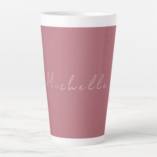 Trendy minimalistisch modern handgeschreven Roos g Latte Mok (Voorkant)