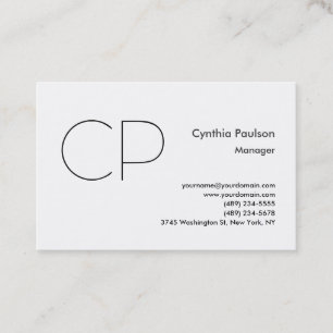 Trendy Minimalistisch Modern Monogram Eenvoudig Visitekaartje