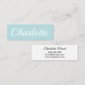 Trendy minimalistisch modern pastelblauw mini visitekaartje (Voorkant / Achterkant)