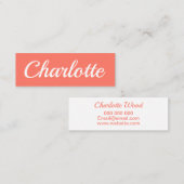 Trendy minimalistisch modern perzikroze visitekaar mini visitekaartje (Voorkant / Achterkant)