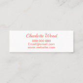 Trendy minimalistisch modern perzikroze visitekaar mini visitekaartje (Achterkant)