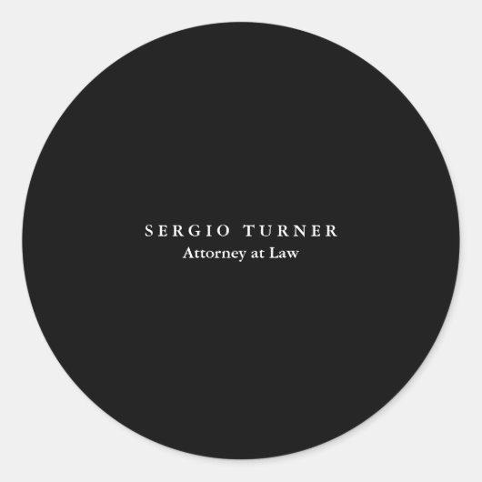 Trendy minimalistisch professioneel zwart ronde sticker (Voorkant)