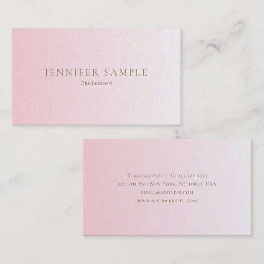 Trendy minimalistisch stijlvol roze gouddesign lux visitekaartje (Voorkant / Achterkant)