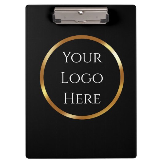 Trendy, minimalistisch. zwart en goud met QR-code Klembord (Voorkant)
