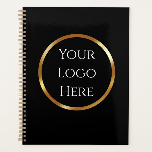 Trendy, minimalistisch. zwart en goud met QR-code Planner (Voorkant)
