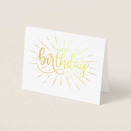 Trendy minimalistische belettering Verjaardag Gold Folie Kaarten (Voorkant)