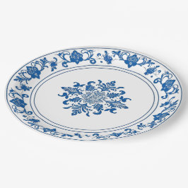 Trendy minimalistische Blauw Wit chinoiserie Papieren Bordje