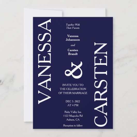 Trendy minimalistische bruiloft uitnodiging (Voorkant)