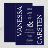 Trendy minimalistische bruiloft uitnodiging (Voorkant / Achterkant)