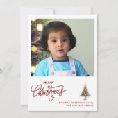 Trendy minimalistische één foto kerstkaart (Voorkant)