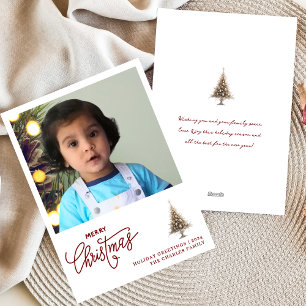 Trendy minimalistische één foto kerstkaart