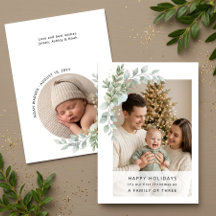 Trendy Minimalistische Eerste Kerstmis Familiefoto