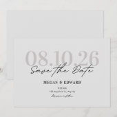 Trendy minimalistische esthetische bruiloft save the date (Voorkant / Achterkant)