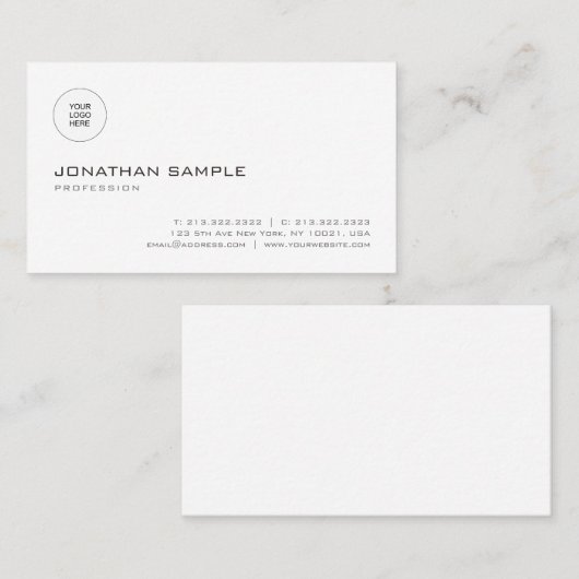 Trendy minimalistische legante moderne Sjabloon Visitekaartje (Voorkant / Achterkant)