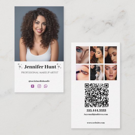 Trendy minimalistische make-up artist voor sociale visitekaartje (Voorkant / Achterkant)