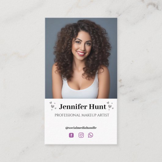 Trendy minimalistische make-up artist voor sociale visitekaartje (Voorkant)