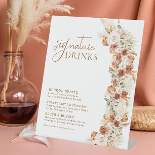 Trendy minimalistische moderne bruiloft handtekeni reclamebord met voetstuk