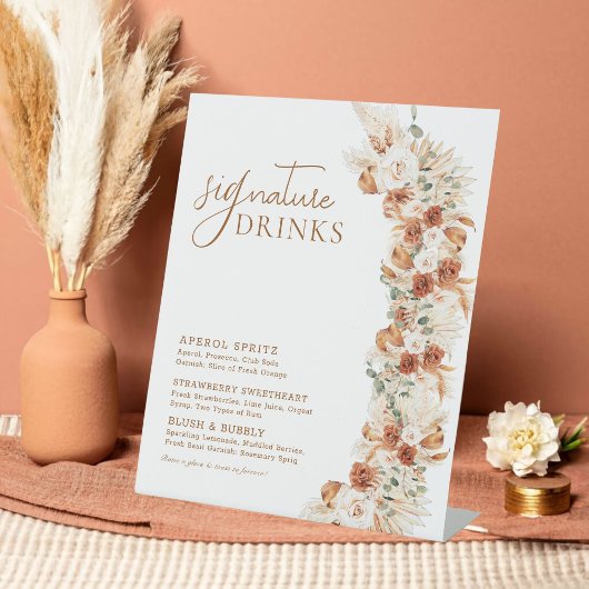 Trendy minimalistische moderne bruiloft handtekeni reclamebord met voetstuk