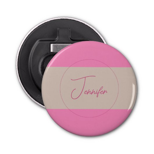Trendy minimalistische moderne eenvoudige pastelkl button flesopener (Voorkant)