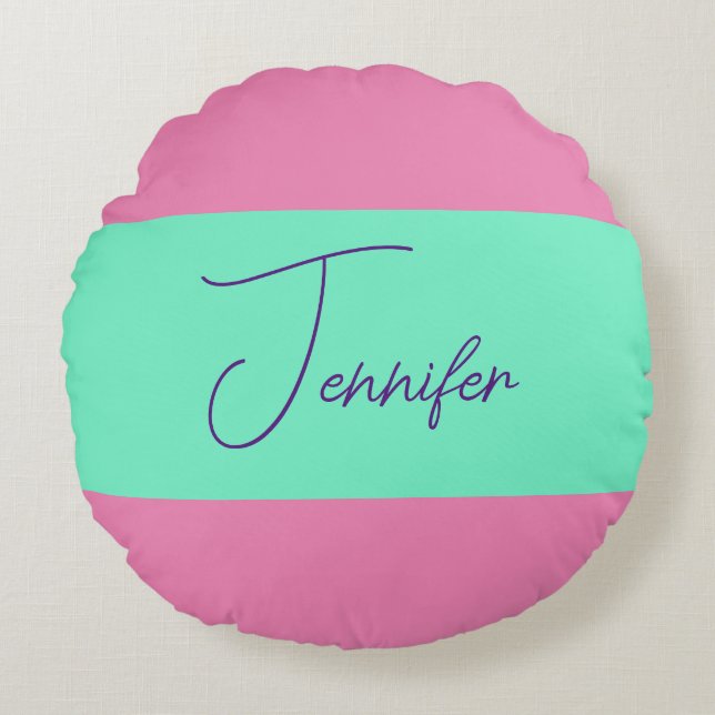 Trendy minimalistische moderne eenvoudige pastelkl rond kussen (Voorkant)