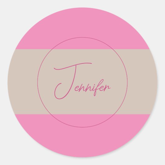 Trendy minimalistische moderne eenvoudige pastelkl ronde sticker (Voorkant)
