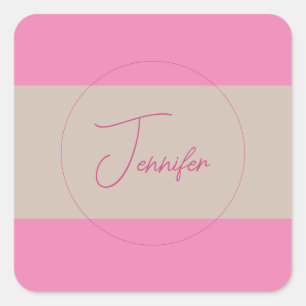 Trendy minimalistische moderne eenvoudige pastelkl vierkante sticker