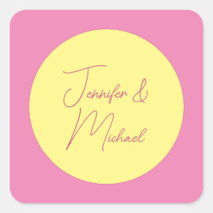 Trendy minimalistische moderne eenvoudige pastelkl vierkante sticker