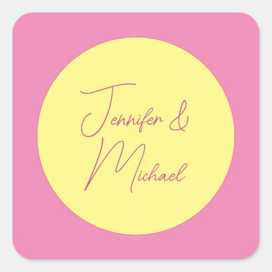 Trendy minimalistische moderne eenvoudige pastelkl vierkante sticker (Voorkant)