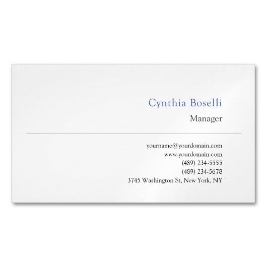 Trendy minimalistische moderne eenvoudige Sjabloon Magnetisch Visitekaartje (Voorkant)