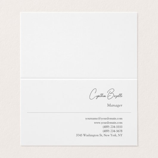 Trendy minimalistische moderne eenvoudige Sjabloon Visitekaartje (Buitenkant ongevouwen)