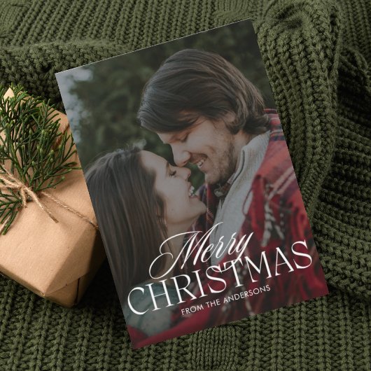 Trendy minimalistische moderne foto kerst Kaart