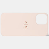 Trendy minimalistische pastroze en kopermonogram Case-Mate iPhone case (Achterkant (horizontaal))