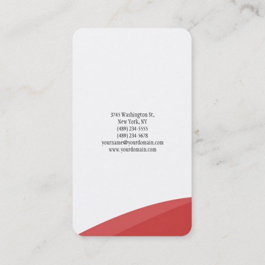 Trendy minimalistische rood-wit creatieve vlakke r visitekaartje (Achterkant)