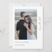 trendy minimalistische script foto QR-code Save The Date (Voorkant)