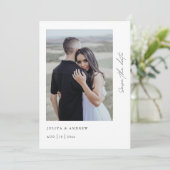 trendy minimalistische script foto QR-code Save The Date (Staand voorkant)