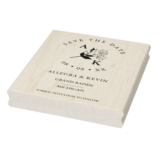 Trendy Minimalistische Wilde Bloemen Takken Initia Rubberstempel (Stempel)