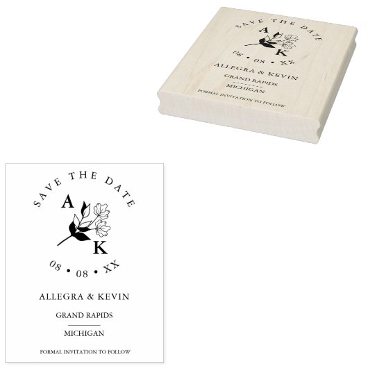 Trendy Minimalistische Wilde Bloemen Takken Initia Rubberstempel (Gestempeld)