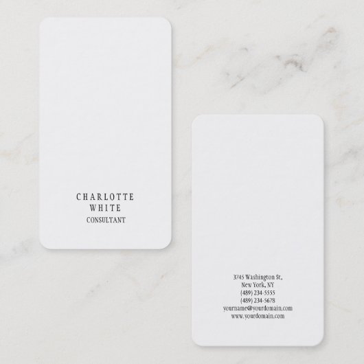 Trendy minimalistische witte creatieve eenvoudige  visitekaartje (Voorkant / Achterkant)