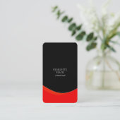 Trendy minimalistische zwart rood wit creatieve vl visitekaartje (Staand voorkant)