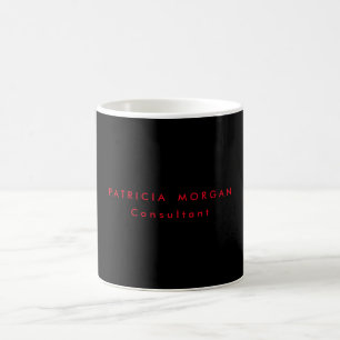 Trendy minimalistische zwarte rode professionele J Koffiemok